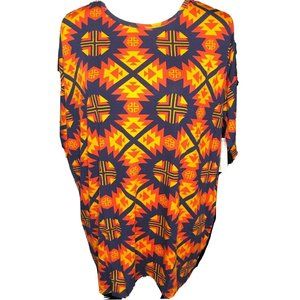 LuLaRoe RETIRED Irma Women's XS Navy Blue Orange Yellow Mid-length Sleeves NWT